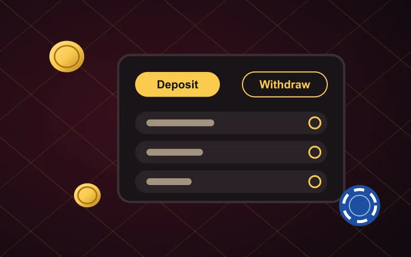Book of Bet cashier screen with deposit and withdraw tabs