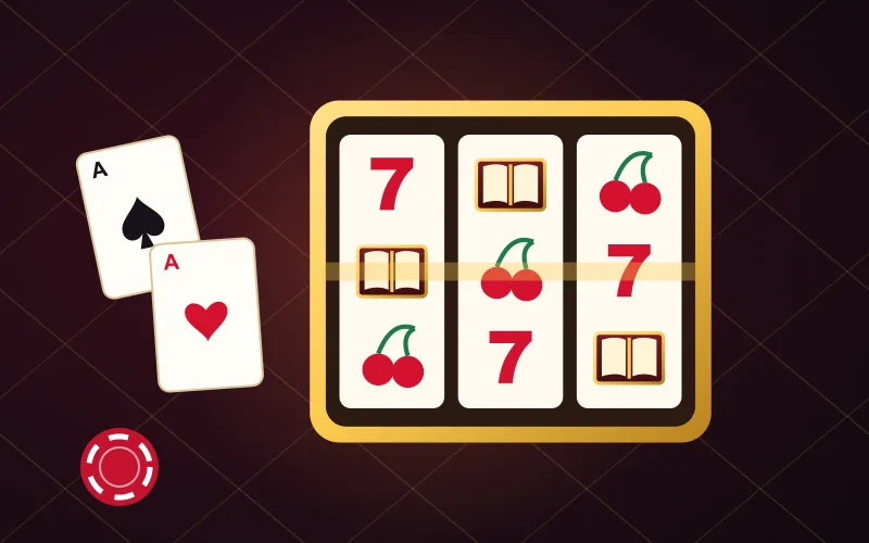 Book of Bet casino games reels with lucky sevens and books